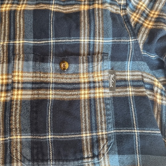 2/$35 Woolrich Blue Plaid Heavy Flannel Grunge Large Outdoor Work Button Shirt - Picture 5 of 8